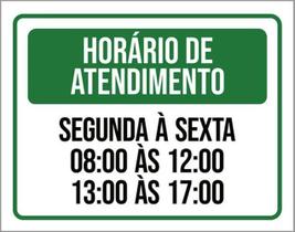 Kit 5 Placas Horário Atendimento Segunda Sexta 8 As 12 36X46