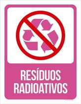 Kit 5 Placas Lixo Rosa Resíduos Radioativos 36X46