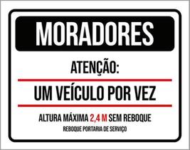 Kit 5 Placas Moradores Veículo Por Vez 36X46