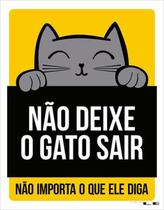 Kit 5 Placas Não Deixe Gato Sair Amarela 36X46