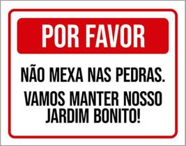 Kit 5 Placas Não Mexa Nas Pedras Manter Jardim Bonito