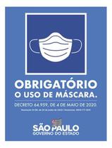 Kit 5 Placas Obrigatório Uso Máscara Governo 36X46