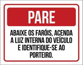 Kit 5 Placas Pare Abaixe Faróis Acenda Luz Interna 36X46 Kit 5 Placas Pare Abaixe Faróis Acenda Luz Interna 36X46