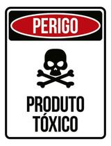 Kit 5 Placas Perigo Caveira Produto Tóxico 36X46