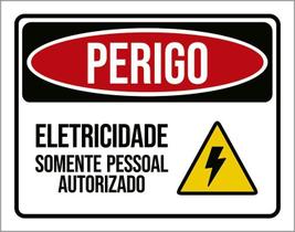 Kit 5 Placas Perigo Eletricidade Pessoal Autorizado 27X35