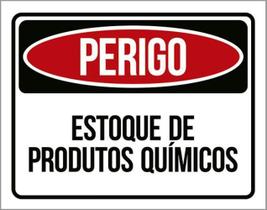 Kit 5 Placas Perigo Estoque Produtos Químicos 36X46