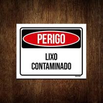 Kit 5 Placas Perigo Lixo Contaminado