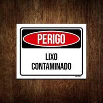 Kit 5 Placas Perigo Lixo Contaminado