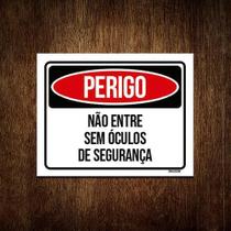 Kit 5 Placas Perigo Não Entre Sem Óculos De Segurança