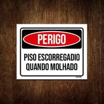 Kit 5 Placas Perigo Pisoescorregadio Quando Molhado