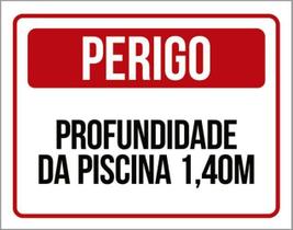 Kit 5 Placas Perigo Profundidade Piscina 1M40 36X46