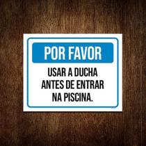 Kit 5 Placas Por Favor Usar Ducha Antes Da Piscina