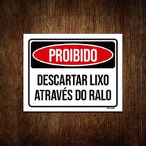 Kit 5 Placas Proibido Descartar Lixo Através Do Ralo