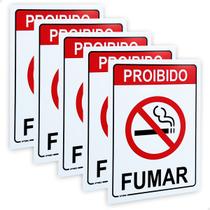 Kit 5 Placas Proibido Fumar Sinalização Ambiente Aviso Lei