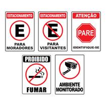 Kit 5 placas PVC 20x15cm Avisos Condominio