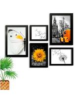 Kit 5 Placas Quadros Decorativos Borboleta Amarela