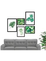Kit 5 Placas Quadros Decorativos Folhagem Folhas Costela De Adão