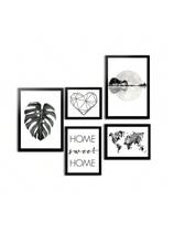 Kit 5 Placas Quadros Decorativos Mapa Mundi Home Sweet Home Sala Quarto