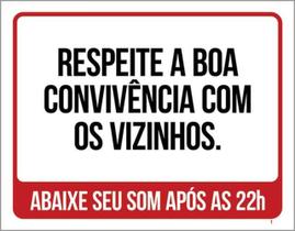 Kit 5 Placas Respeite Boa Convivência Vizinhos Abaixe Som Kit 5 Placas Respeite Boa Convivência Vizinhos Abaixe Som