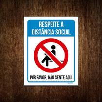 Kit 5 Placas Respeite Distancia Social Não Sente Aqui