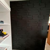 Kit 5 Placas Revestimento Preto Auto Relevo Alevante Decorativo Lavável Quarto Sala 50cm X 50cm