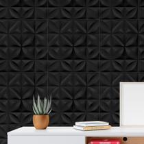 Kit 5 Placas Revestimento Preto Auto Relevo Mini petalas Decorativo Lavável Quarto Sala 50cm X 50cm