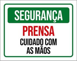 Kit 5 Placas Segurança Prensa Cuidado Com As Mãos 36X46