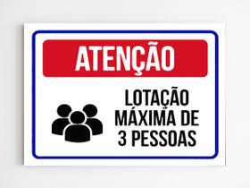 kit 5 placas sinalização atenção lotação maxima 3 pessoas