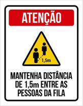 Kit 5 Placas Sinalização - Atenção Mantenha Distância