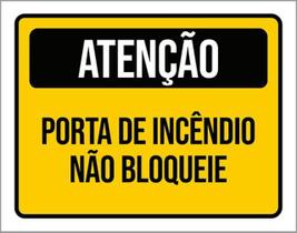 Kit 5 Placas Sinalização Atenção Porta Incêndio Não Bloqueie