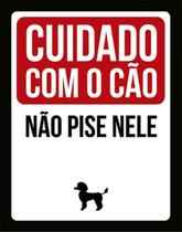 Kit 5 Placas Sinalização - Cuidado Cão Não Pise Nele Poodle