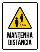 Kit 5 Placas Sinalização - Mantenha Distância Vertical