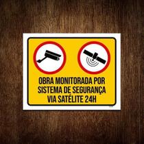 Kit 5 Placas Sinalização Obra Monitorada Sistema Segurança