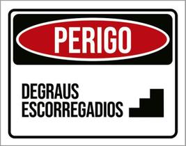 Kit 5 Placas Sinalização Perigo Degraus Escorregadios Ícone