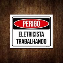 Kit 5 Placas Sinalização Perigo Eletricista Trabalhando