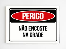 kit 5 placas sinalização perigo não encoste na grade mdf