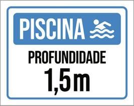 Kit 5 Placas Sinalização - Piscina Profundidade 1M5