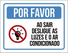 Kit 5 Placas Sinalização - Por Favor ul Ar Condicionado