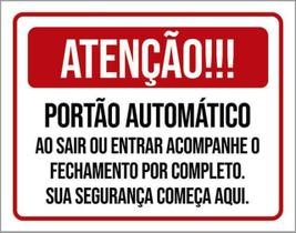 Kit 5 Placas Sinalização - Portão Automático Segurança