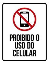 Kit 5 Placas Sinalização - Proibido Uso Do Celular Ícone