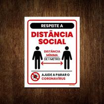 Kit 5 Placas Sinalização Respeite Distância Social Mínima