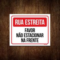 Kit 5 Placas Sinalização - Rua Estreita Favor Não Estacionar