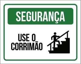 Kit 5 Placas Sinalização - Segurança Use Corrimão Verde