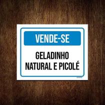 Kit 5 Placas Sinalização Vende-Se Geladinho Natural Picolé