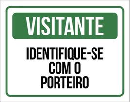 Kit 5 Placas Sinalização - Visitante Identifique-Se Porteiro