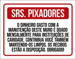 Kit 5 Placas Srs Pixadores Vermelha Doação 36X46