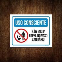 Kit 5 Placas Uso Consciente Não Jogue Papel Vaso Sanitário