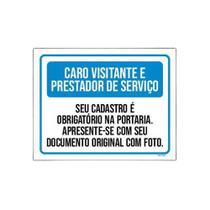 Kit 5 Placas Visitantes Prestadores Cadastro Obrigatório