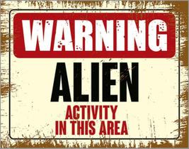 Kit 5 Placas Warning Alien Activity In This Area 36X46