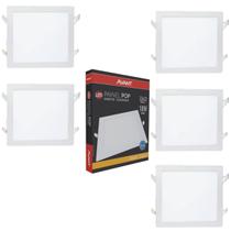 Kit 5 Plafon de Embutir 22x22cm Avant 18W 3000K Bivolt Luz Amarela - Quadrado